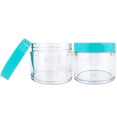 Beauticom 60 Grams/60 ML (2 Oz) Round Clear Leak Proof Plastic Container Jars with TEAL Lids for Storage Cosmetic Lotion Scrubs Creams Salves Ointments (12 Pieces Jars + Teal Lids  TEAL)